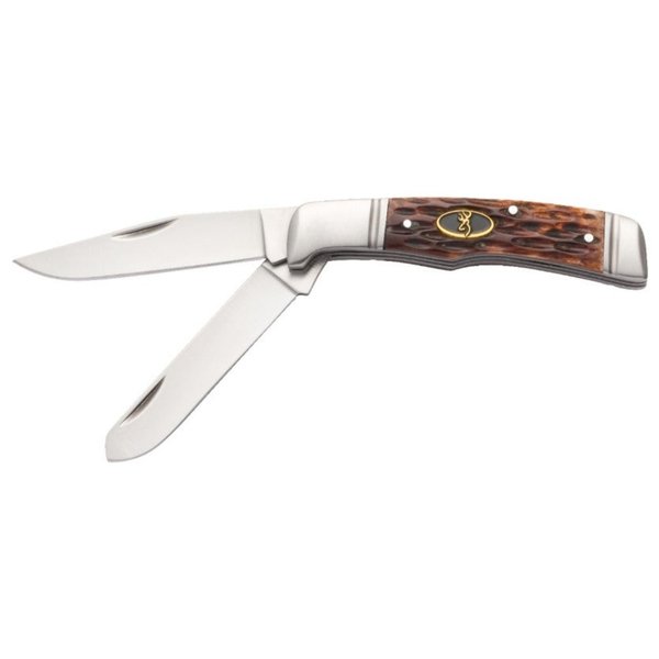 Browning Joint Venture 2 Blade Jigged Bone Folding Knife 3220012